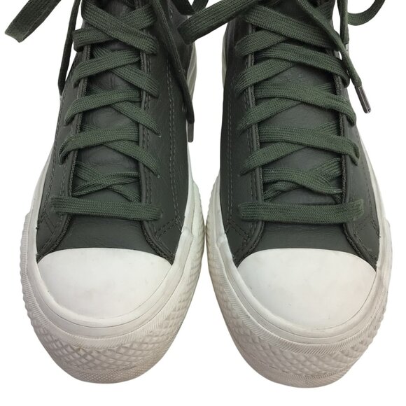 Converse CTAS Dark Green Leather High Top Platform Sneakers Womens 5 - Picture 4 of 13